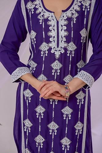 Image of Sidhidata Women's Rayon Sequence & Beads Embroidered Kurti (Kurti Beads)