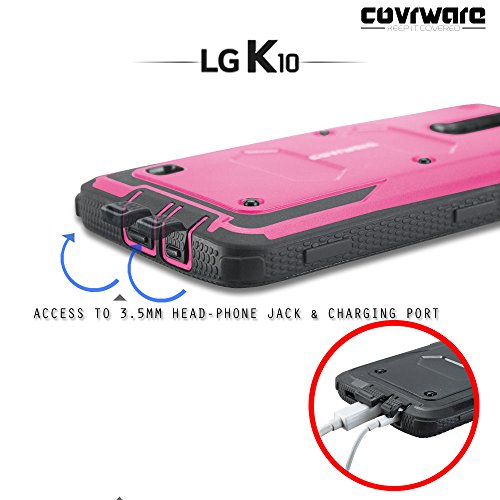 Covrware Aegis Series Case For Lg K10 / Lg Premier Lte With Built-In Screen Protector Heavy Duty Full-Body Rugged Holster Armor Case Belt Swivel Clip, Kickstand - Pink #TOP5