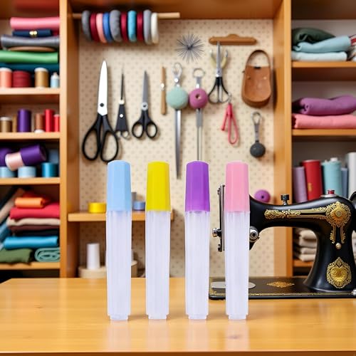 Image of 4 Pcs Clear Plastic Embroidery Felting Sewing Container Pin Needle Storage Tubes Bottle Holder Knitting Needle For Case Box Needle Storage Tubes Sewing Storage