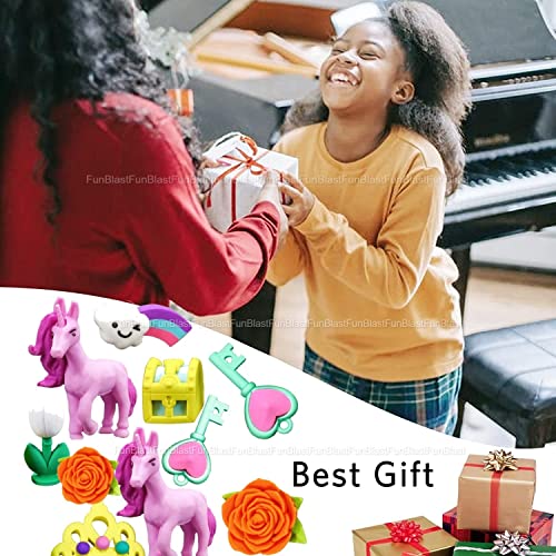 Image of FunBlast Unicorn Erasers - Retractable Eraser, Novelty Eraser Unicorn Themed Kawaii Erasers for Kids, Students, Fancy Stationery Gift for Children, Return Gift for Kids (Pack of 2)