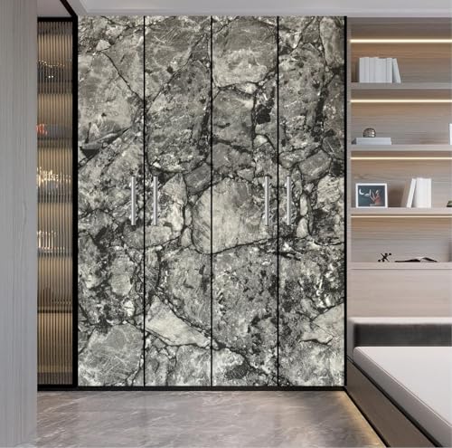 Image of WALLMATE Marble Wallpaper Self Adheisve Marble Wallpaper Waterproof Countertop Furniture Kitchen Marble Sticker (Grey Italian, 12x72 Inch)