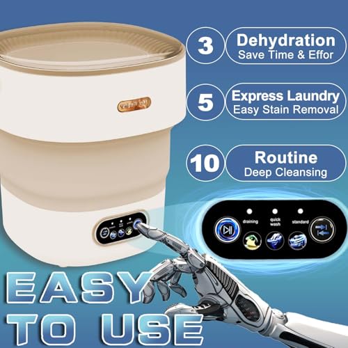 Portable Washing Machine, 15L Updated Portable Small Washing Machine with Spin, Mini Washer and Dryer in for Travel,Baby Clothes, Socks - Image 4