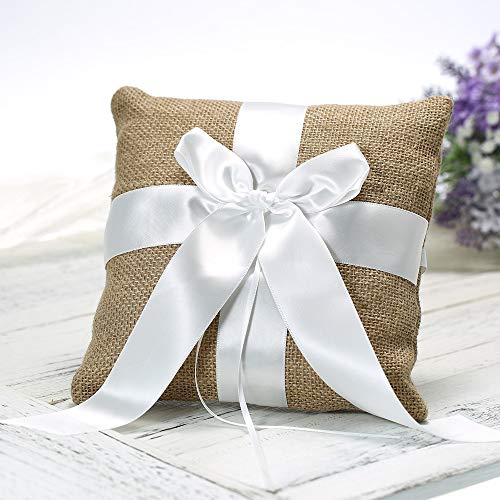 Baugger - Anel de casamento Travesseiro Serapilheira Cerimônia de Casamento Bolso Anel de Cetim Trav