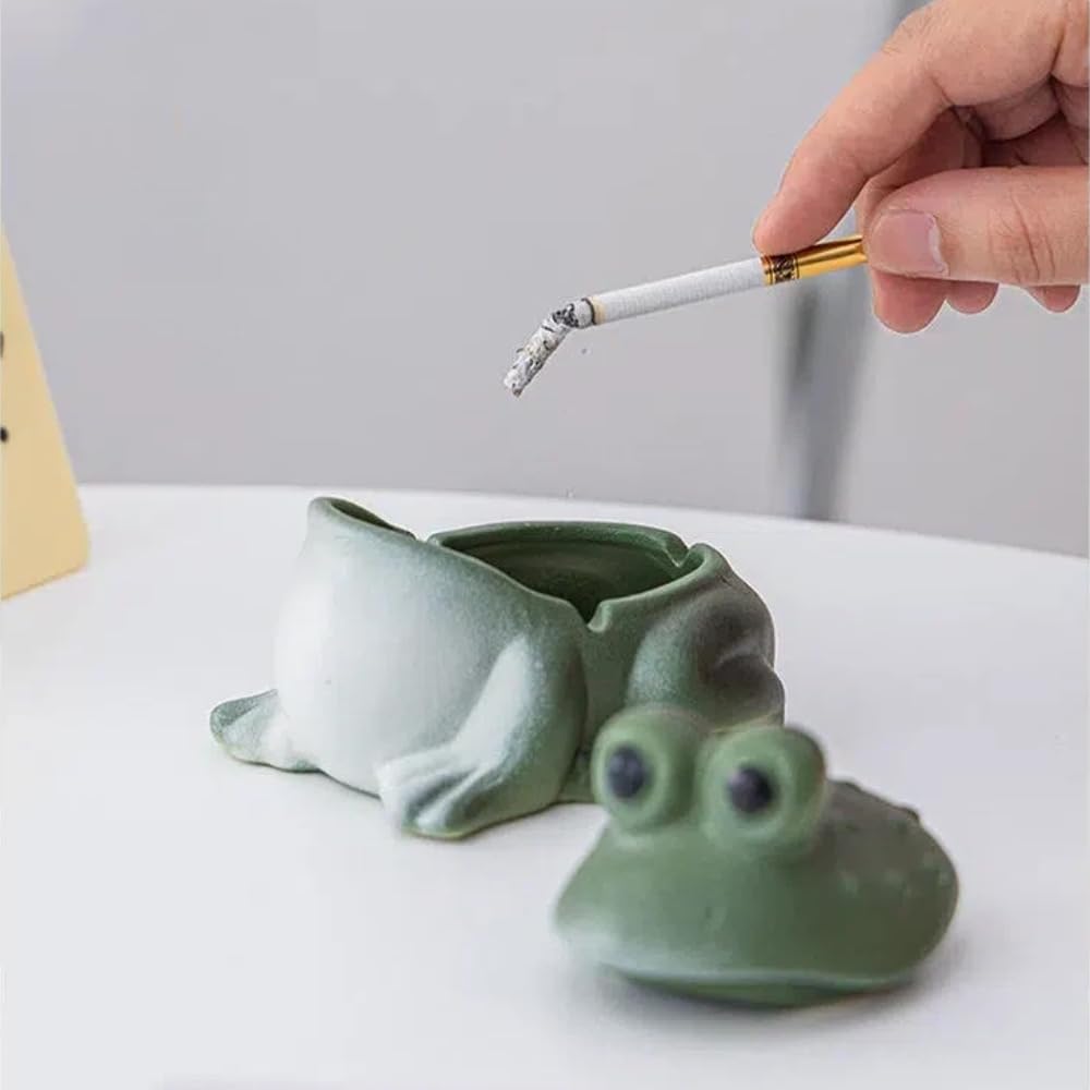 Ceramiczna popielniczka z żabą i zwierzak herbaciany – Słodki wzór zwierzęcy pasujący do salonu, tarasu, pokoju herbacianego i przestrzeni zewnętrznej | Dekoracyjny wielofunkcyjny dodatek