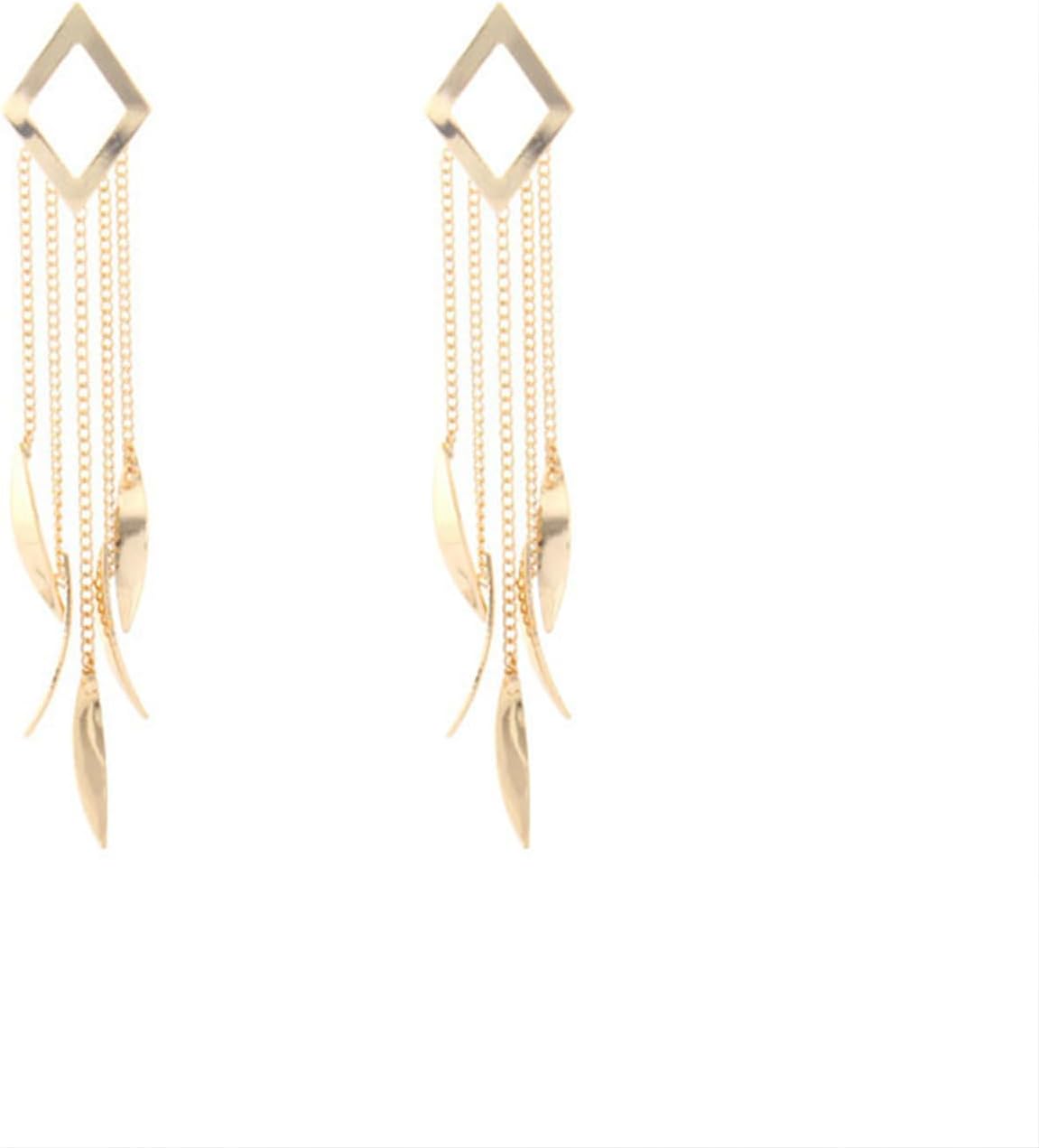 Dainty Geometric Tassel Dangle Earrings for Women,Vintage Silver Leaf Long Square Fringe Hanging Earrings Charm Prom Wedding Jewelry Gifts - Image 6