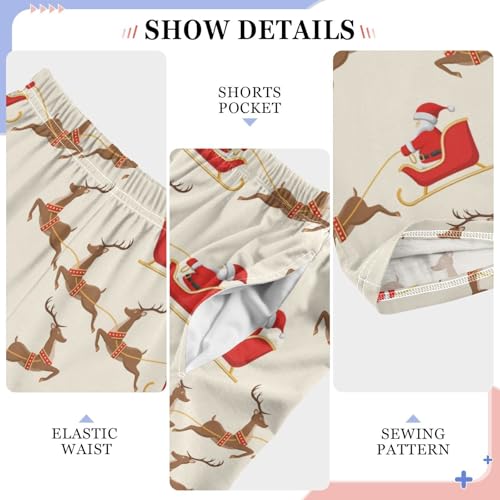 ZZXXB Santa Claus Sleigh Boys Long Pants Soft Trousers Elastic Waist Kids Lounge Bottoms with Pockets S-XL4