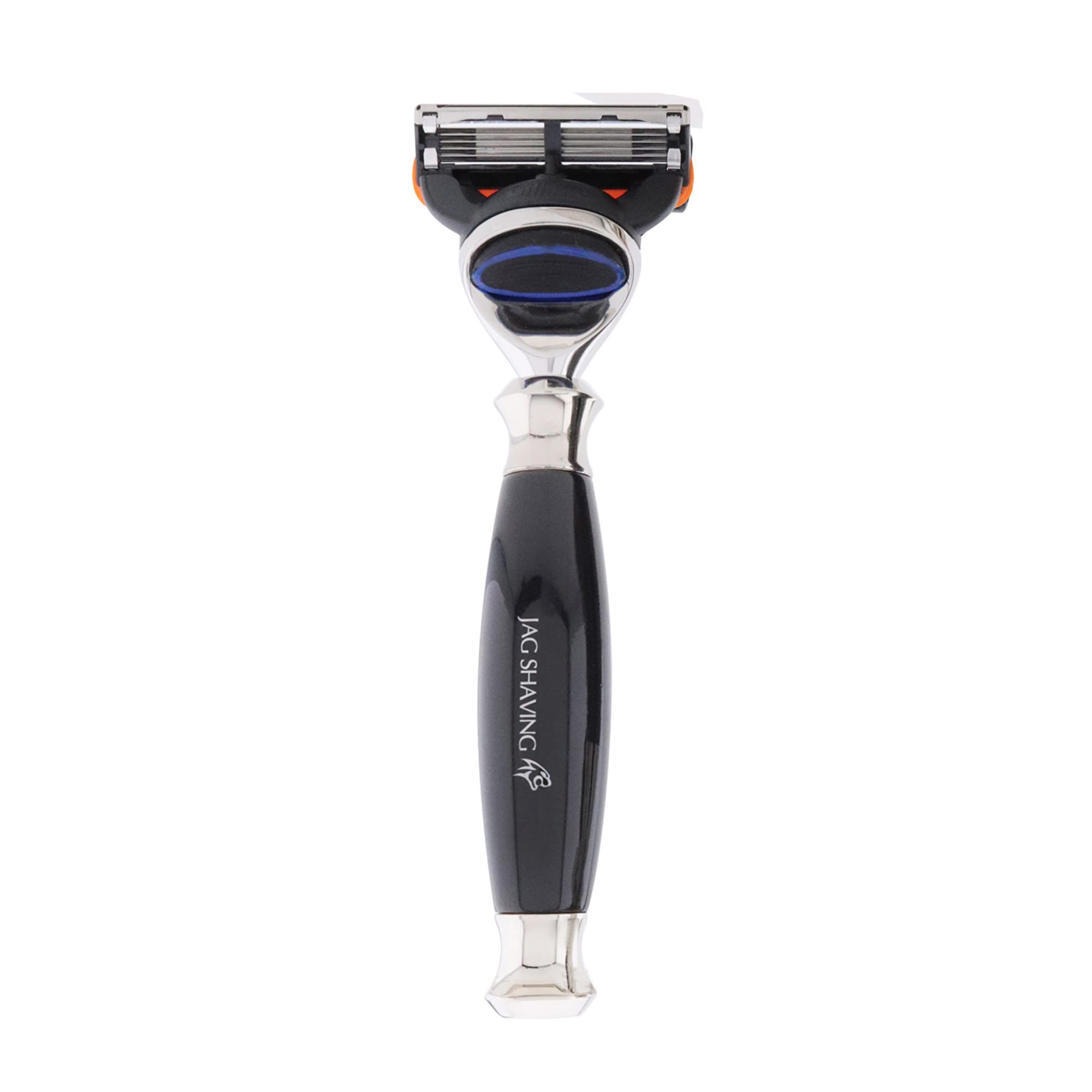Jag Shaving Rasierset - 4-teiliges Rasierset - JAG's LEE Range - Schwarz Synthetikshaar Rasierpinsel - 5 Kante Rasierklingen Rasierhobel - Rasierschale - Rasierständer - Schwarz Geschenkset