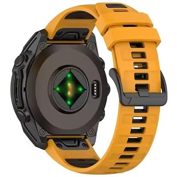 Pulseira de relógio QuickFit para Garmin Fenix, pulseira esportiva de silicone macio 26mm 8 51mm 22mm 8 47mm 20mm 8 43mm à prova d'água para 8 e 7x 7 7S 6 6x pro 5x 5S 5 plus (Amarelo preto, Fenix 8 47mm)