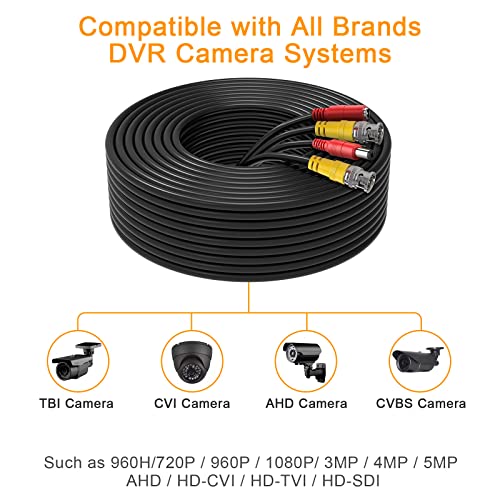 Wildhd 200Ft Bnc Cable All-In-One Siamese Video And Power Security Camera Cable, Extension Wire Cord With 2 Female Connectors For All Max 5Mp Hd Cctv Dvr Surveillance System (200Ft Cable, Black) #TOP4
