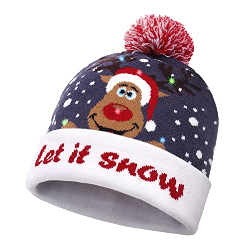 Diealles Shine Weihnachten Mütze mit LED Licht, Leicht Weich Beanie...
