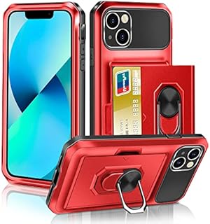 Vunake for iPhone 13 Case with Card Holder iPhone 13 Wallet Case with Ring Kickstand 2-Cards Slot Case Heavy Duty Hard PC TPU Bumper Cover Armor Shockproof Protective Phone Case Cover for iPhone 13