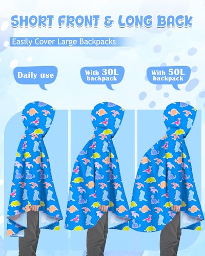 Image of OlyPegic Kids Rain Poncho with Hooded Reusable Waterproof Lightweight Ponchos Kids Boy Girl Raincoat Outwear