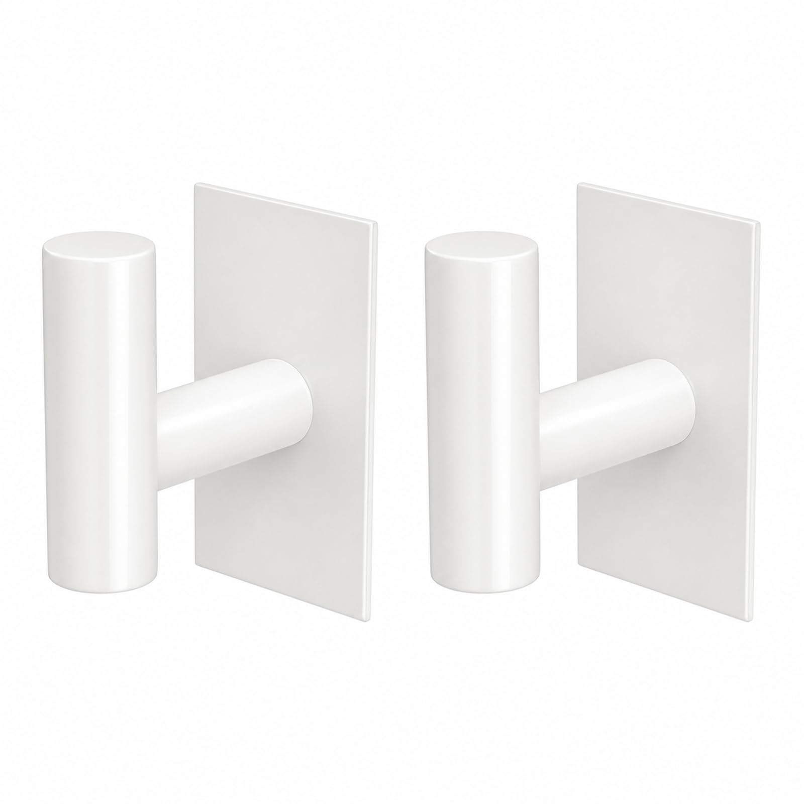 WUIVIUT Self Adhesive Hooks, Towel Hanging for Wall, Heavy Duty Sticky Holder Towel Hooks for Hanging Coat Robe Clothes (White, 2 Pack)