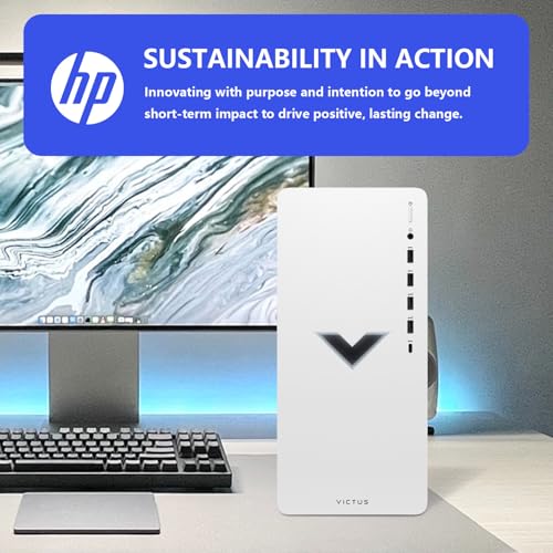 Image of HP Victus 15L VR-Ready RTX 4060 Tower Gaming Desktop, Intel i5-14400F (Beats Intel i7-13650HX), RTX 4060, 64GB RAM, 4TB SSD, Wi-Fi 6, Win11 Home, Bundle with Machenike Mechanical K500B Gaming Keyboard