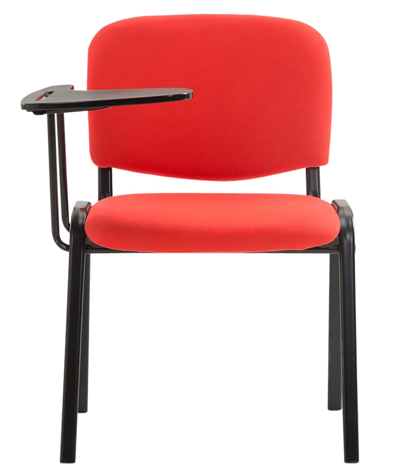 Lot de 4 Chaises Visiteur Ken Tissu Tablette Rabattable Salle de Conférence Rouge