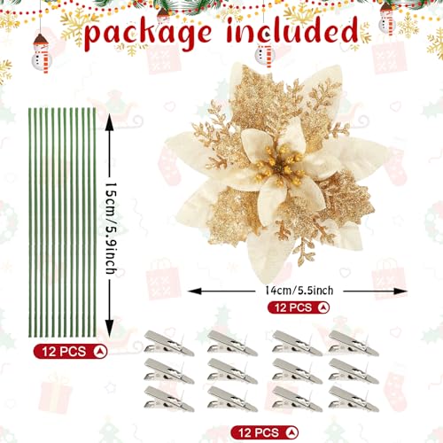 Poinsettia Christmas Flowers Decoration -12Pcs - image 6