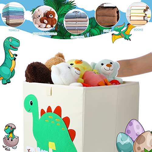 Kacctyen 6 Pcs 13 Inch Foldable Dinosaur Toy Storage Cubes Animal Organizer Bins Fabric Toy Box Chest Basket Container For Toddlers Kids Boys And Girls Nursery Playroom #TOP4