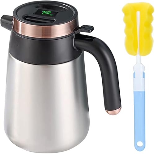 Miniatura 10 de Jarra térmica de café de 54 onzas con pantalla de temperatura, jarra de café aislada de acero inoxidable 304 de doble pared para mantener el café y