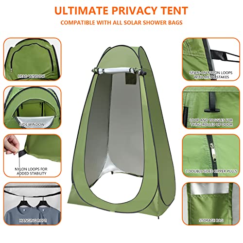 Pop Up Privacy Tent,Pop Up Shower Tent With Solar Shower Bag,Pop Up Instant Tent,Camping Shower Tent For Portable Outdoor Toilet Shower Changing Room Sun Shelter Camping (Green) #TOP3