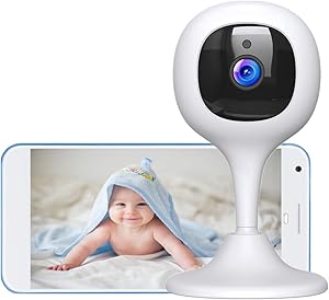 Security Camera Indoor, Smart WiFi Baby Monitor with 1080P White asin的图片