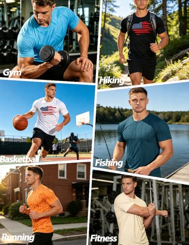 Image of APTRO Men's Workout Shirts Quick Dry Athletic Gym T-Shirts - Moisture Wicking Short Sleeve Performance Running Tees for Men