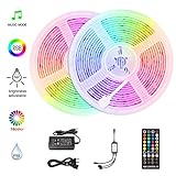 [page_title]-HoMii LED Streifen 10m - RGB LED Strips Sync mit Musik， IP65 Wasserdicht 300 LED 5050 SMD Farbwechsel LED Strip, 40 key Fernbedienung,16 single colors (10M)