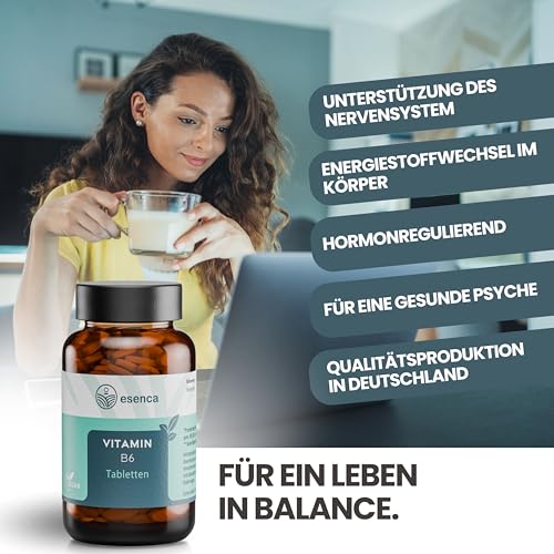 Vitamin B6 Tabletten - 12,5 mg - Hochdosiert, Vegan & Ohne Zusatzstoffe - 365 Tabletten (Jahresvorrat) - aus Deutschland