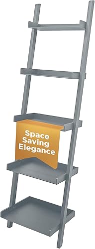 Kiera Grace Providence Hadfield - Estantería de 5 niveles, estantería inclinada para el hogar, oficina, 18 x 67 pulgadas, gris nube