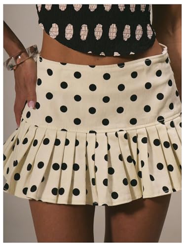 MakeMeChic Women's Polka Dots Skirt Pleated A Line Summer Y2K Going Out Mini Skirts2