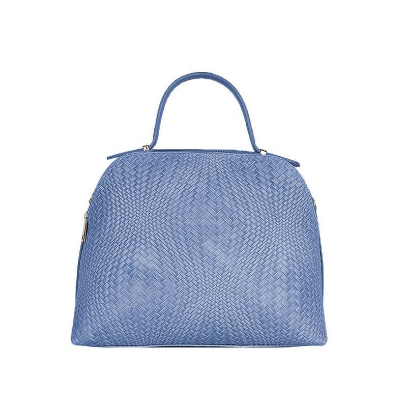 Borsa a Mano in Vera Pelle con Stampa Intrecciata, Borsa Donna in Pelle, Borsa in Pelle Camoscio Stampato Made in Italy