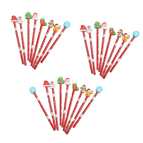 CAXUSD 25個クリスマス筆 消しゴム付き キッズ向け カートゥーンデザイン