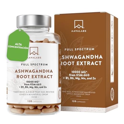 Ashwagandha KSM-66 1000mg - 5% de Withanólidos - con Magnesio, Manganeso, Zinc y Vitamina B6, B1-120 Aswaghanda Capsulas
