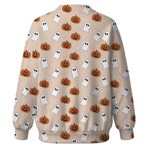 Halloween Cardigan for Women Ghost Pumpkin Sweater Button Down Knit Tops - image 4