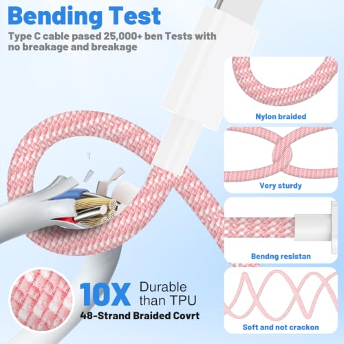 Image of USB C to Lightning Cable 2Pack 6FT+10FT,[Apple MFi Certified] Nylon Braided iPhone Fast Charging Cable, Power Delivery Charging Cord for iPhone 14 13 12 11 Pro Max /XS /Max /XR /8 /7,Pad Air /Pro,Red
