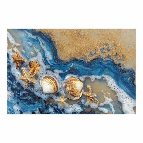 Tableau fleurs et plage bleue pour apaiser la décoration murale d'une chambre adulte
