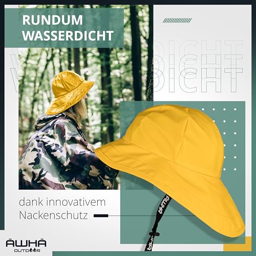 AWHA Südwester Regenhut gelb/Unisex - wasserdichte Mütze mit breiter Krempe und Ohrenklappen