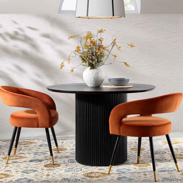 Quick Artsy Solid Wooden Round Dining Table 4 Seater Dining Table for Living Room, Bedroom, Hotel & Home, Natural Finish, (80.01L x 80.01D x 76.2H CM) (Black)