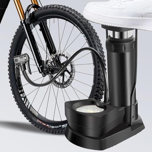 Image of QUXIS QUXIS Portable Foot Pump with Double Valve, Air Lock System for Bicycle, Scooter, Motorcycle, Ball Inflation, (BLECK+)