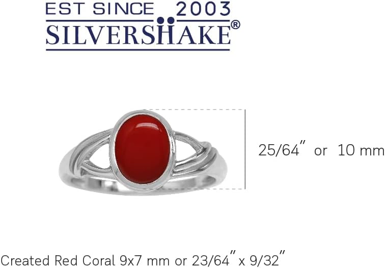 Silvershake 9X7mm Oval Shape Cabochon Stone White Gold Plated 925 Sterling Silver Solitaire Casual Ring Jewelry for Women