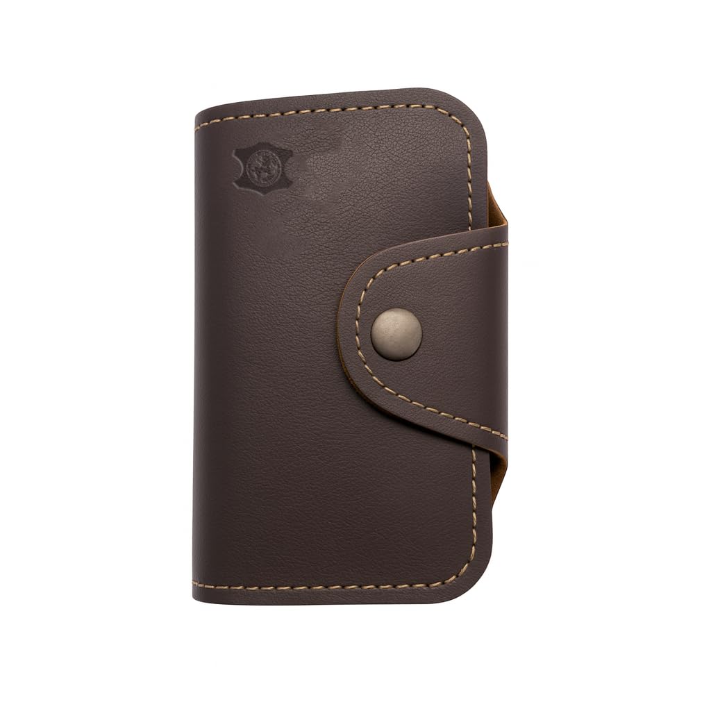 Genuine Leather Accordion Card Holder Wallet | Compact Vertical Credit Card Case with Snap Closure | High Capacity Organizer for Men and Women (Dark Brown)-image-10