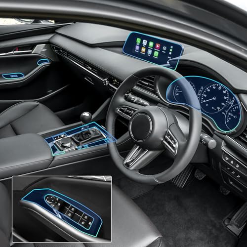 FDAIUN 車 内装パーツ 透明 TPU プロテクションフィルム マツダ 3 BP系 2019-2025年に適合 保護フィルム カット済 スクラッチガード 傷防止 自己修復機能 MAZDA 3 AT オートマ車 右ハンドル 車種専用 アクセサリー カーラ