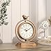 ChimeTide Gold Vintage Table Clock with Bird, European Retro Style Mantel Clocks, Desk and Shelf Decor Clock, for Living Room, Farmhouse, Bedside, Bedroom, Gift (7.9