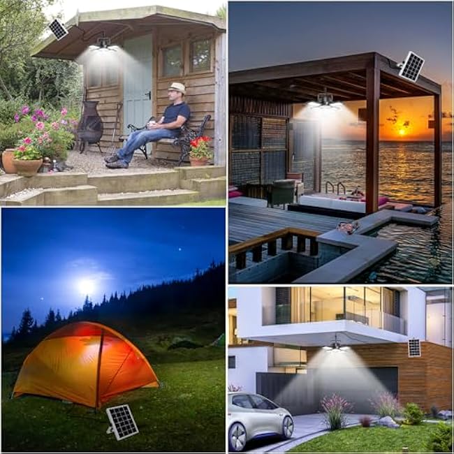 Auzev Solar Powered Solar Shed Light 4 and 1 Heads 176 LED Pandent