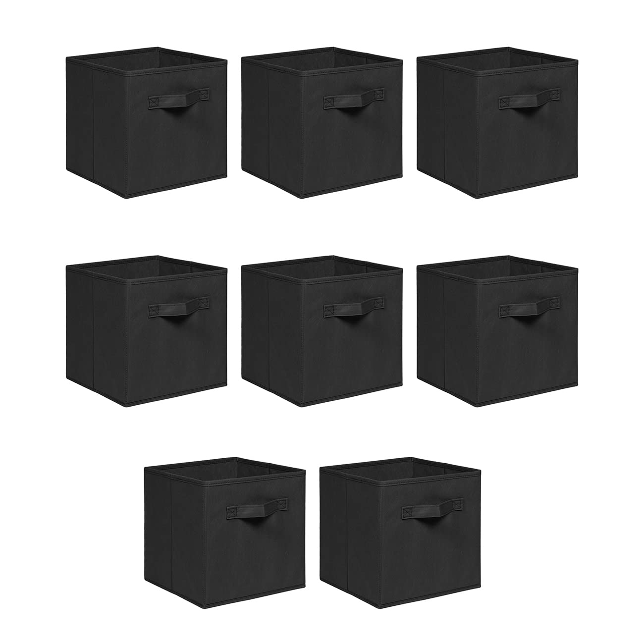 NICEME Foldable Cube Storage Unit Boxes, Non-Woven Fabric Storage Boxes Set, Clothes Drawers for Shelves, 26.5x26.5x28 cm (Black, Set of 8)