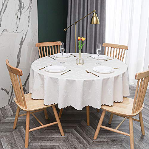 Nappe ronde table à manger PVC 180cm imperméable au design floral soigné - 2