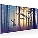 Produktbild Wandbild Wald Hirsch 1 Teilig Modern Bild auf Vlies Leinwand Wohnzimmer Flur Nebel Blau 013412a