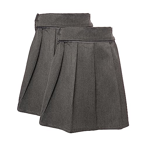 Acorn Fashion 2 Pack Girls Pleated Skirt School Uniform Adjustable Waist Grey 4 to 10 Years, 8-9 Years