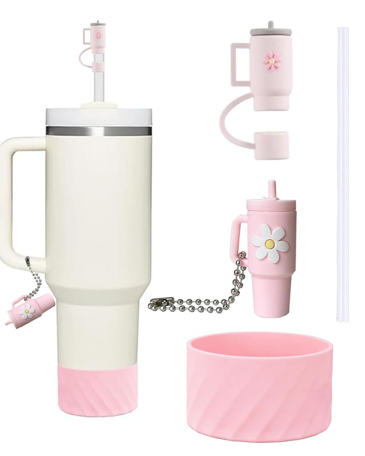 4 PCS for Stanley Cup Accessories, Pink Straw Toppers for Stanley Cup Straw Cover Cap, Straw Stopper, Straw Cover, Excluding Cups, Cute Pink Pendant Cup Cover Straw Cover for Outdoor Activities-image-41
