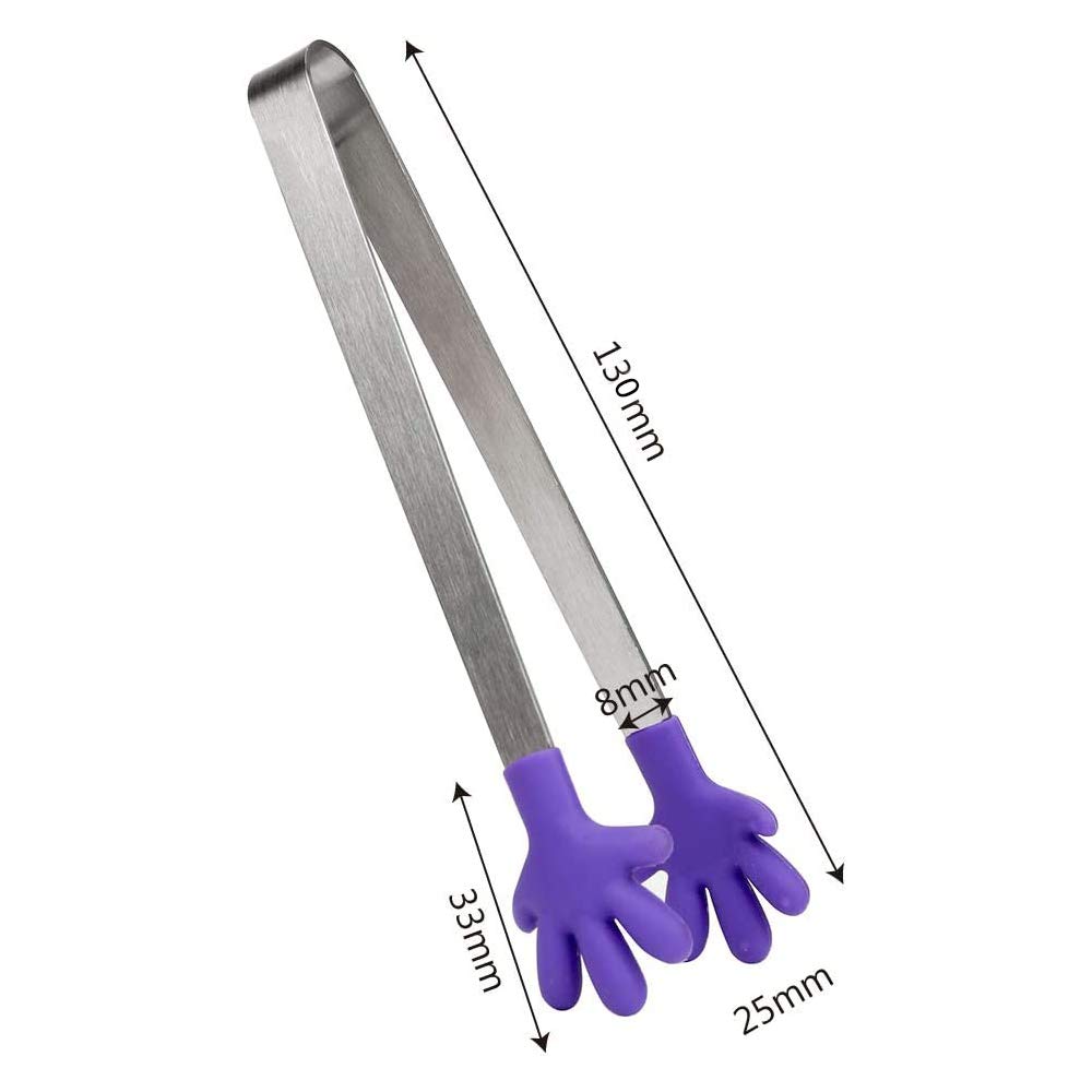 8 Pinze Da Zucchero Multicolore In Acciaio Inox Con Punte In Silicone - Mini Pinze Da Cucina Per Ghiaccio, Buffet E Feste
