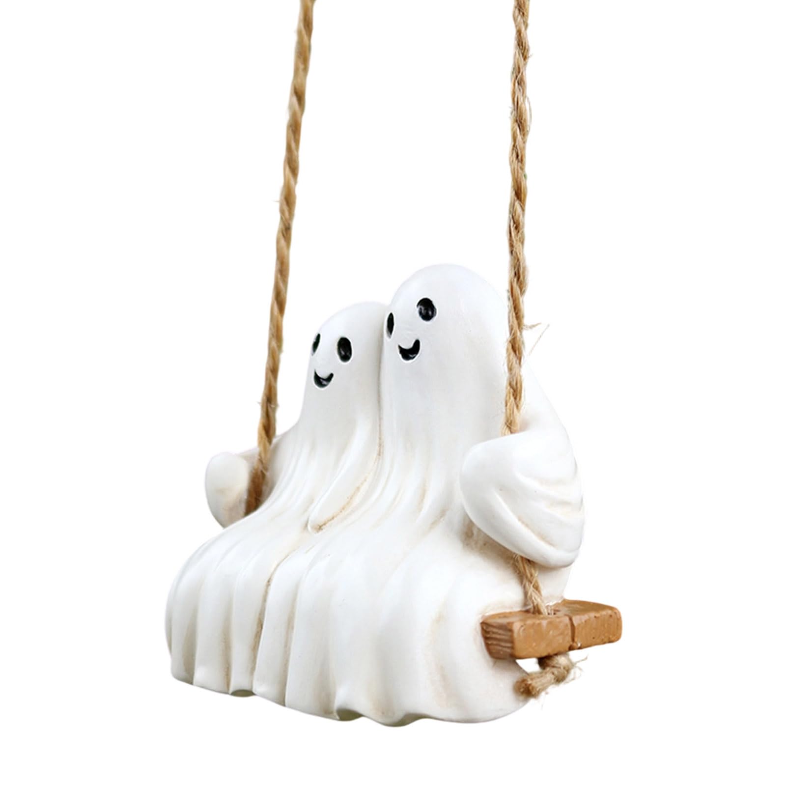 ordinarYone Romantics Ghostly Couple Swing Ornament Resins Halloween Garden Decors Indoor and Outdoor Weather Resistant Hanging Art